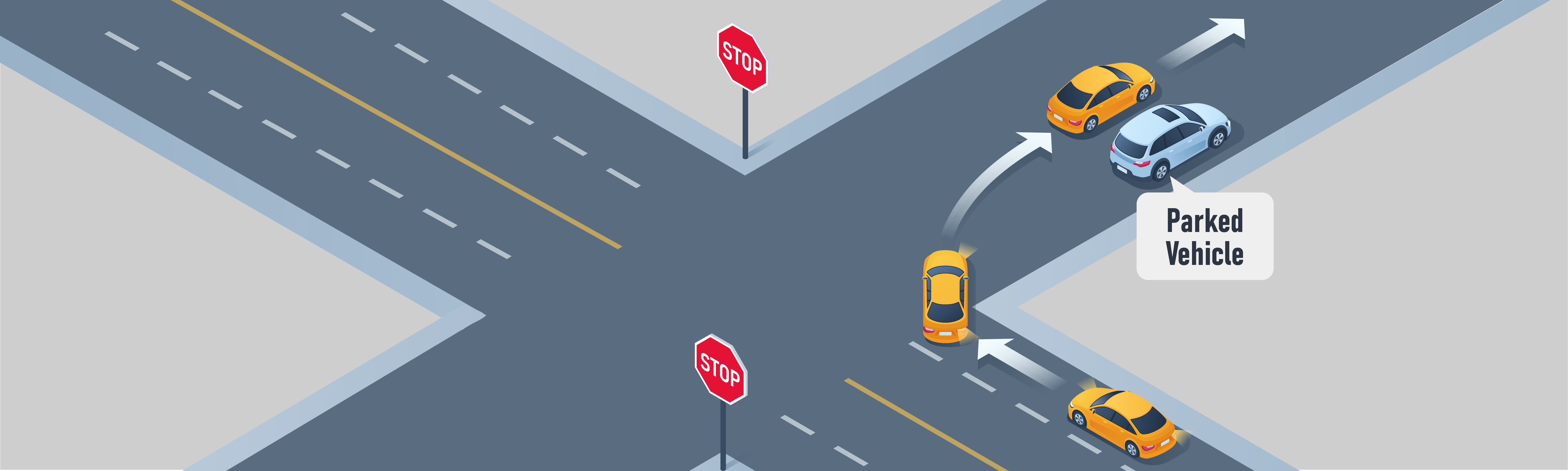 Changing directions - How should you make a turn if a parked vehicle or obstruction is close to the corner in the lane you are moving into?